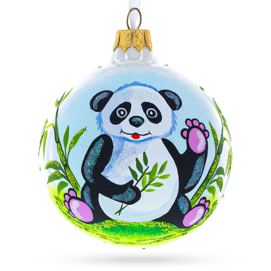 a painted ornament with a panda