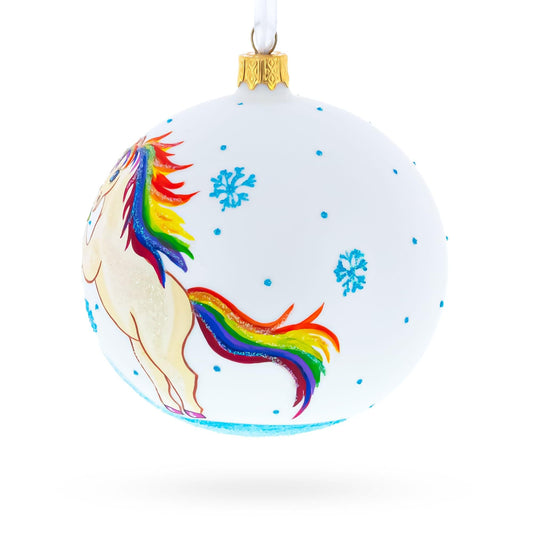 Enchanting Unicorn Glass Ball Christmas Ornament 4 Inches