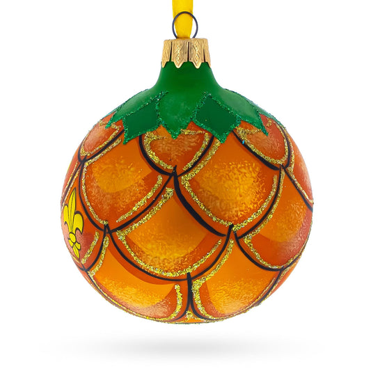 Royal Pineapple Glass Christmas Ornament 3.25 Inches