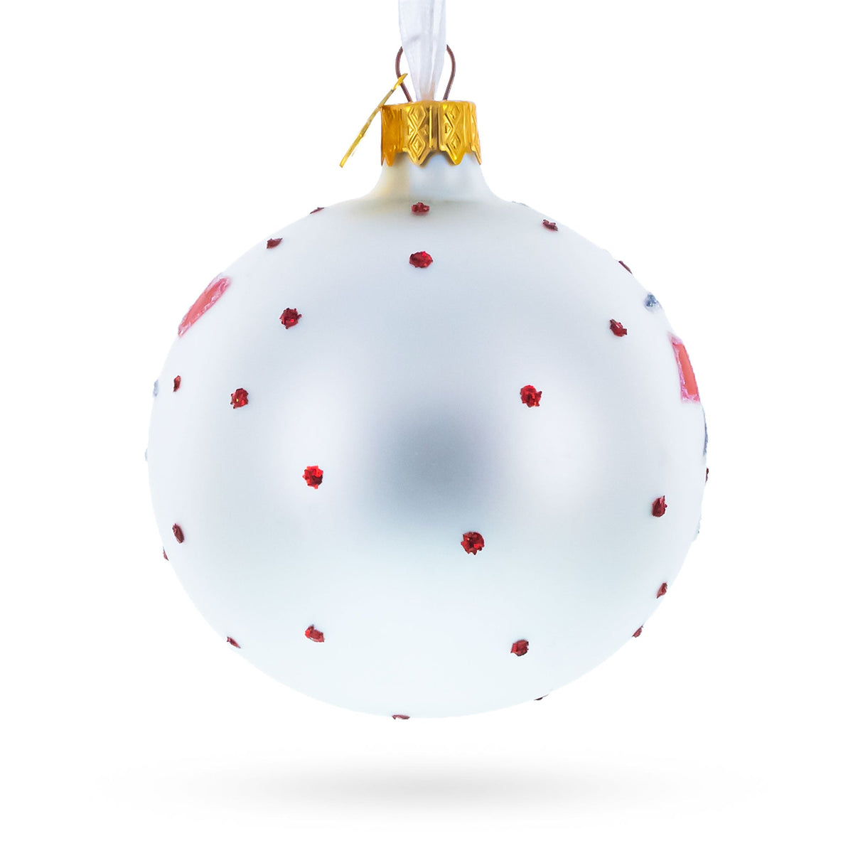 a white and red christmas ornament