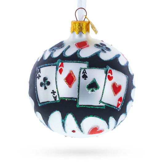 a christmas ornament with playing cards on it