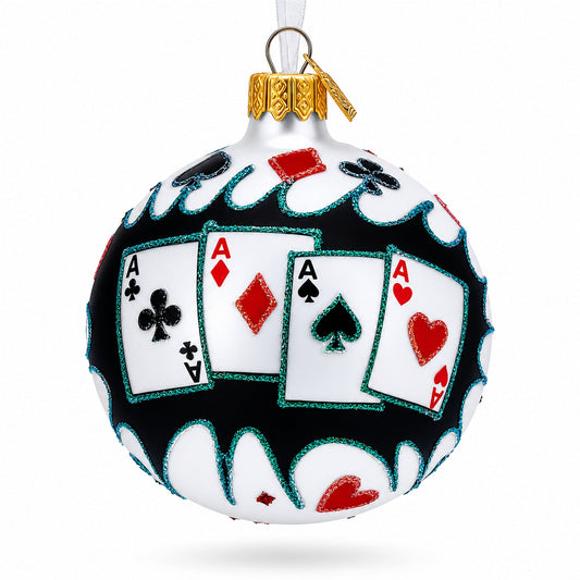 a christmas ornament with playing cards on it