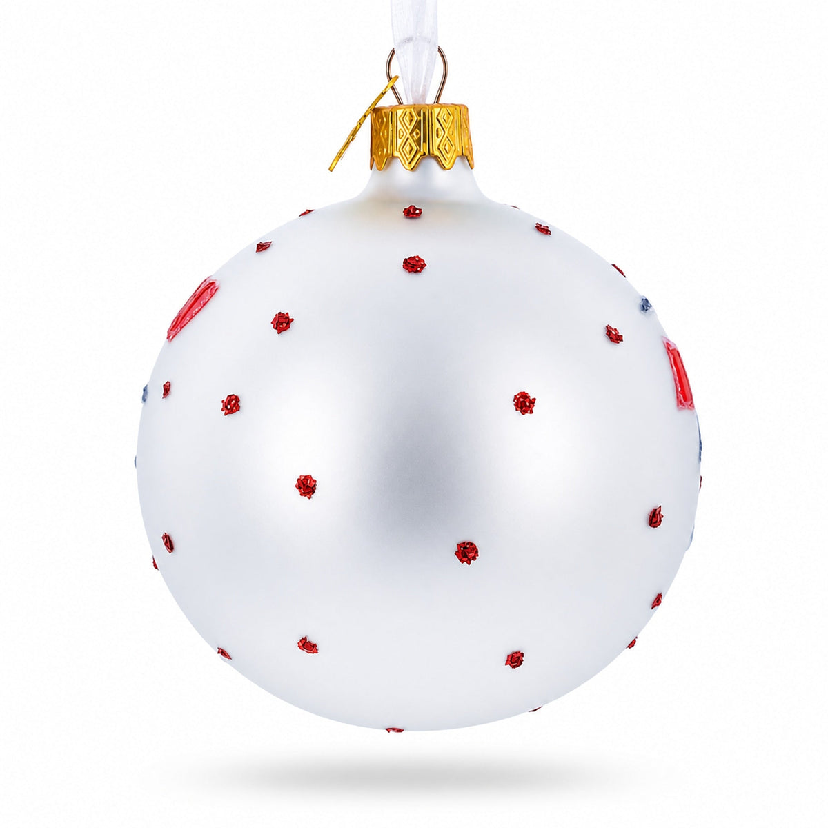 a white and red christmas ornament