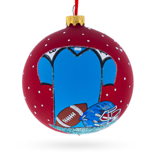 Football Glass Ball Christmas Sports Ornament 4 Inches