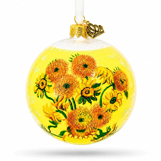 1887 'Sunflowers' by Vincent Van Gogh Glass Ball Christmas Ornament 4 Inches