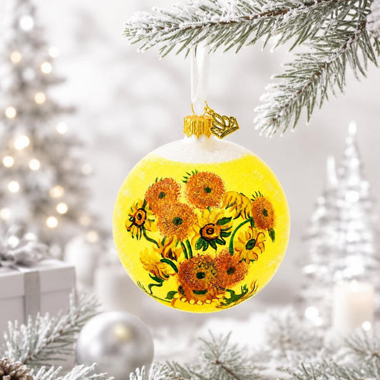 1887 'Sunflowers' by Vincent Van Gogh Glass Ball Christmas Ornament 4 Inches