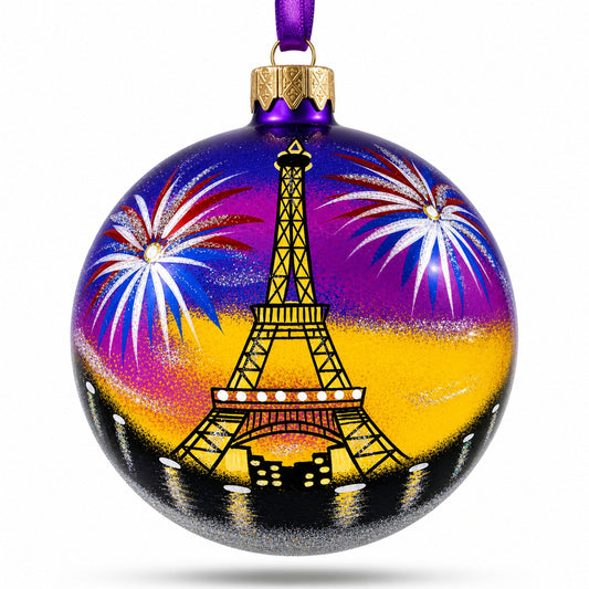 Eiffel Tower, Paris, France Glass Ball Christmas Ornament 4 Inches