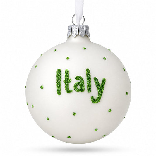 Flag of Italy Glass Ball Christmas Ornament 3.25 Inches