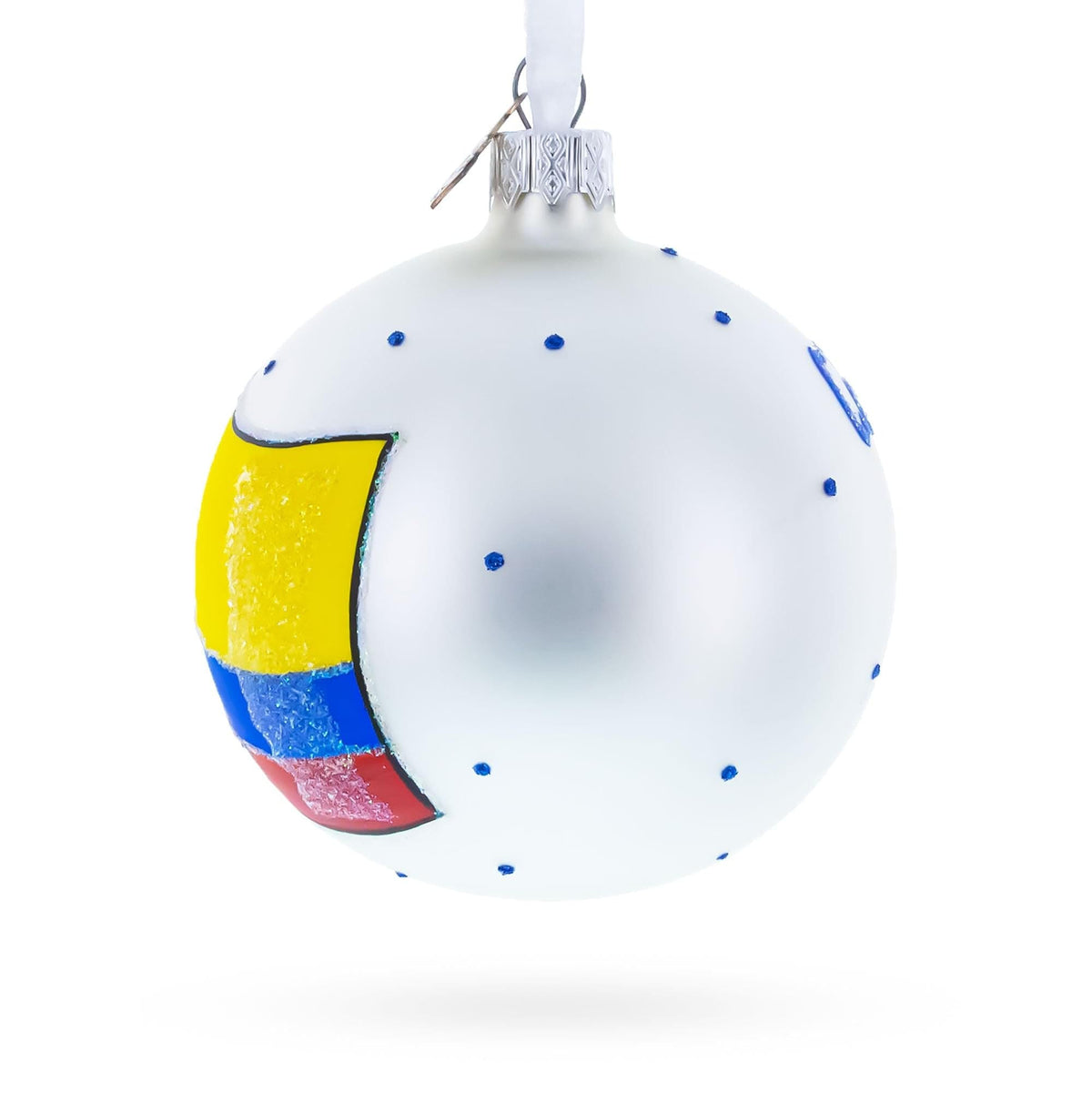 Flag of Colombia Glass Ball Christmas Ornament 3.25 Inches