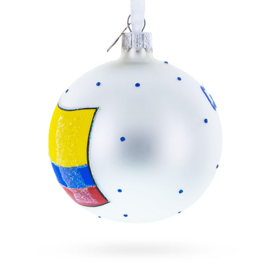 Flag of Colombia Glass Ball Christmas Ornament 3.25 Inches