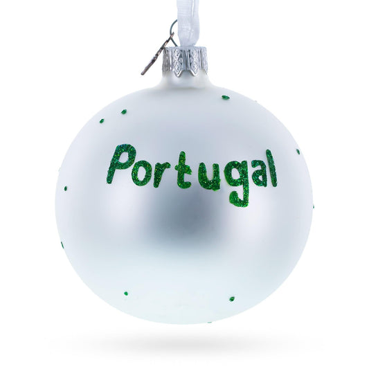 Flag of Portugal Glass Ball Christmas Ornament 3.25 Inches