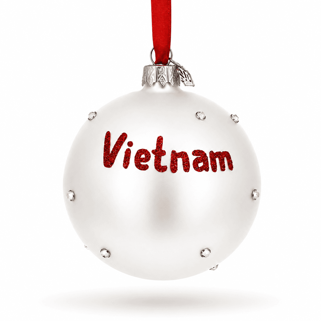 Flag of Vietnam Glass Ball Christmas Ornament 3.25 Inches