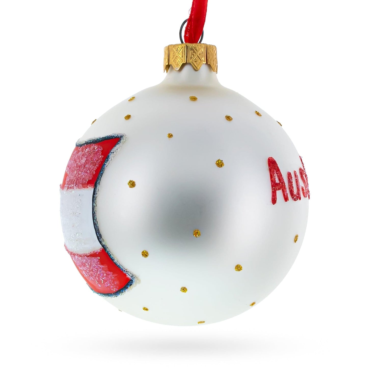 Flag of Austria Glass Ball Christmas Ornament 3.25 Inches