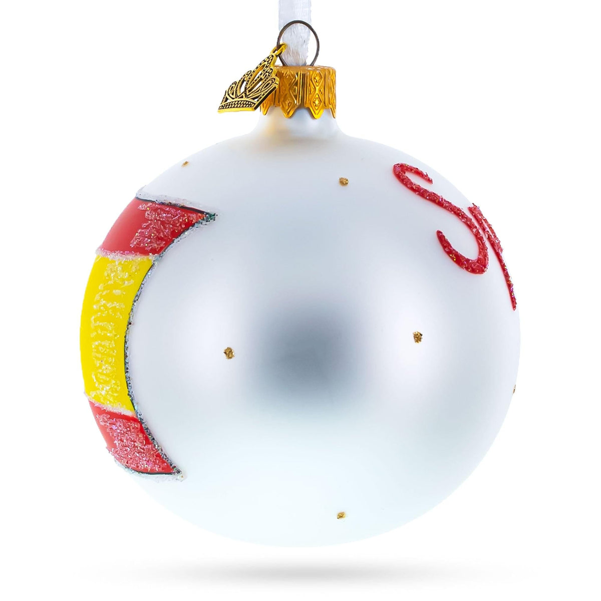 Flag of Spain Glass Ball Christmas Ornament 3.25 Inches