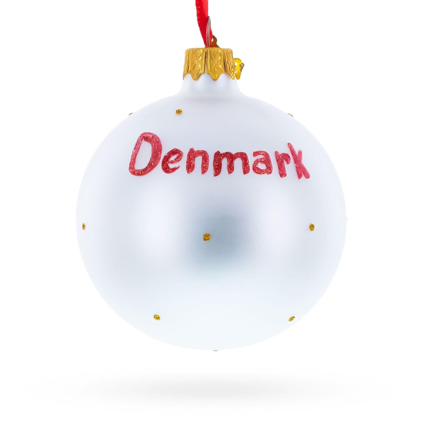 Flag of Denmark Glass Ball Christmas Ornament 3.25 Inches