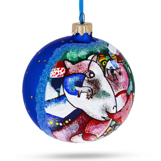 Marc Chagall's 1911 "I And The Village" Masterpiece Glass Ball Christmas Ornament 4 Inches