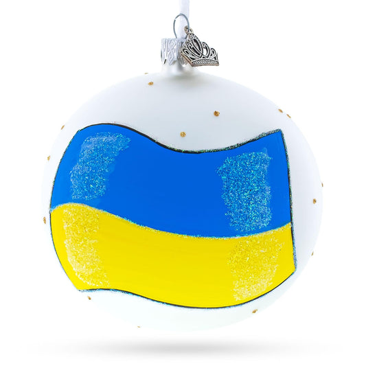 Flag of Ukraine Glass Ball Christmas Ornament 4 Inches