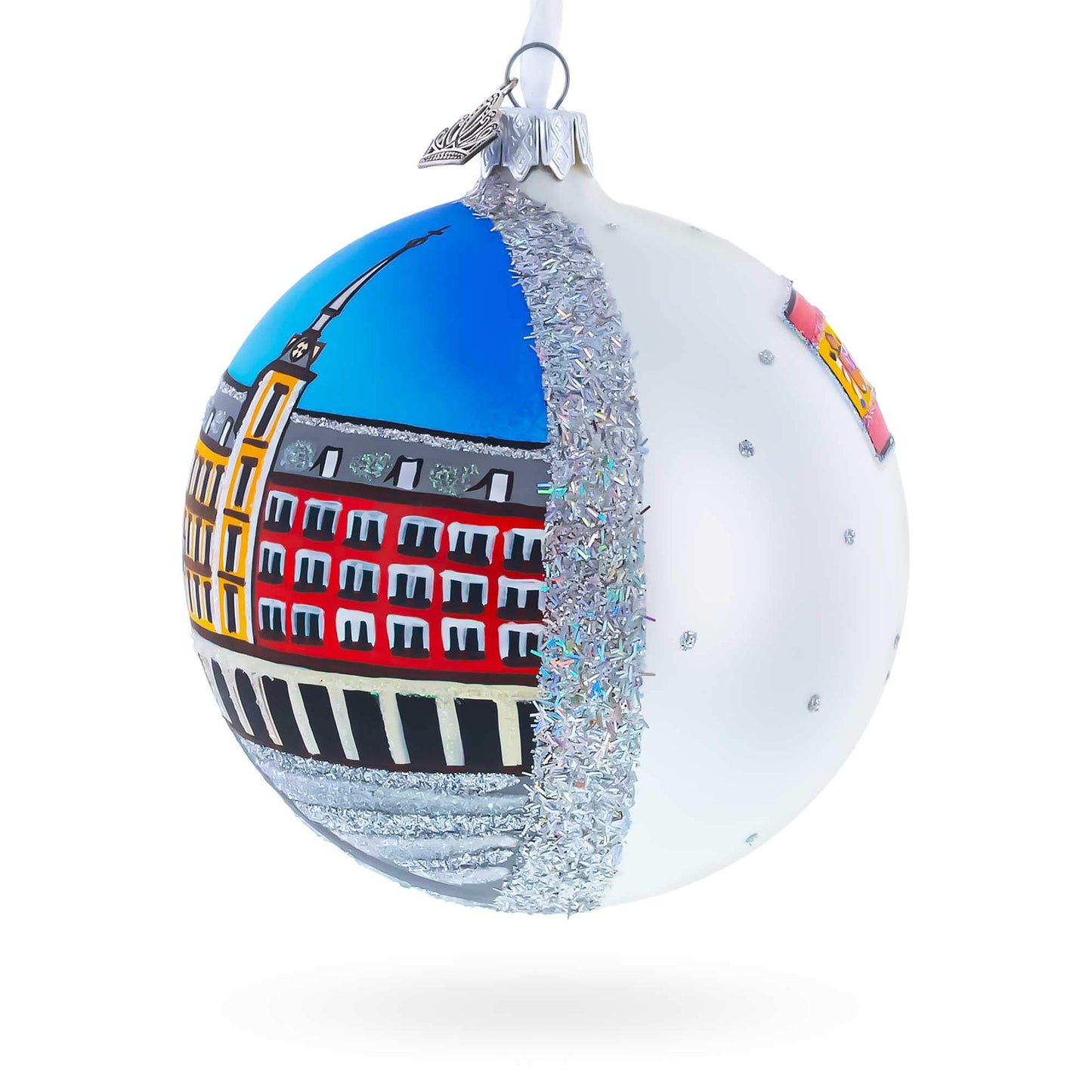 Plaza Mayor, Madrid, Spain Glass Ball Christmas Ornament 4 Inches