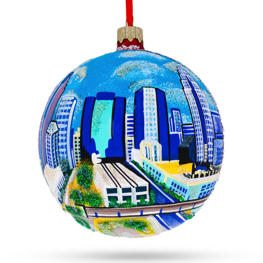 Charlotte, North Carolina Glass Ball Christmas Ornament 4 Inches