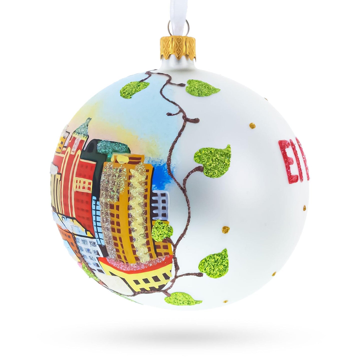 El Paso, Texas, USA Glass Ball Christmas Ornament 4 Inches