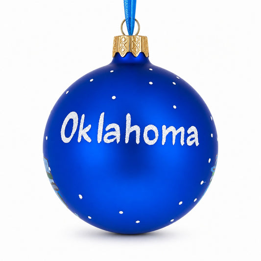 Oklahoma City, Oklahoma Glass Christmas Ornament 3.25 Inches