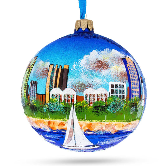 Long Beach, California Glass Ball Christmas Ornament 4 Inches