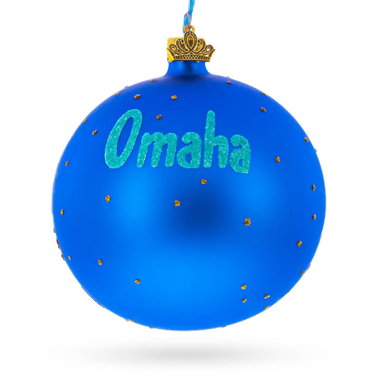 Omaha, Nebraska, USA Glass Ball Christmas Ornament 4 Inches
