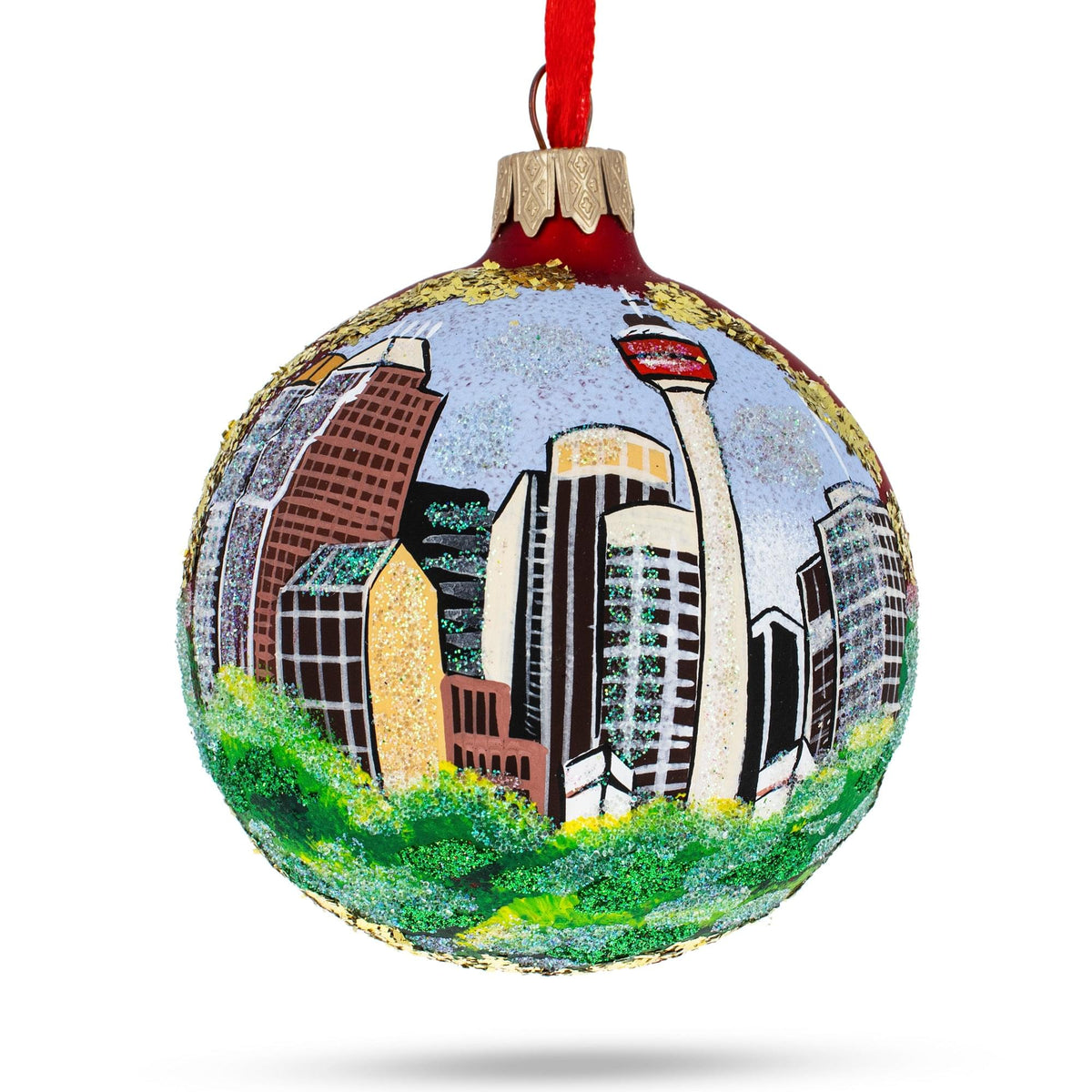 Calgary Tower, Calgary, Canada Glass Ball Christmas Ornament 3.25 Inches