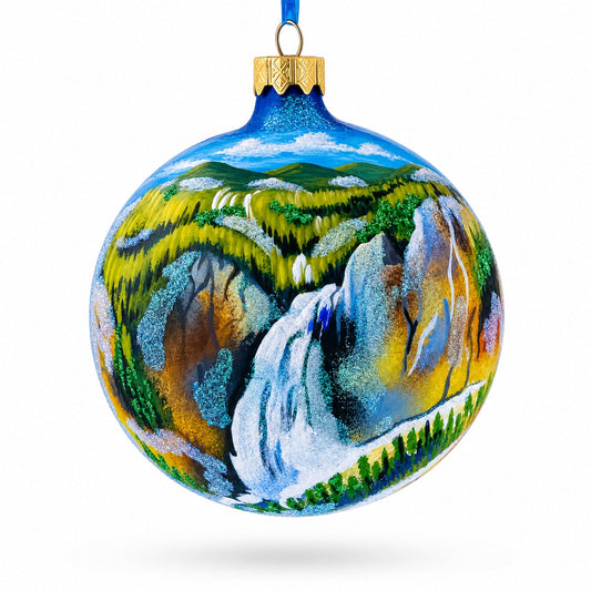 Yellowstone National Park, Wyoming Glass Ball Christmas Ornament 4 Inches