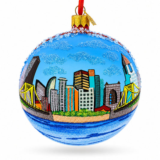 Pittsburgh, Pennsylvania Glass Ball Christmas Ornament 4 Inches