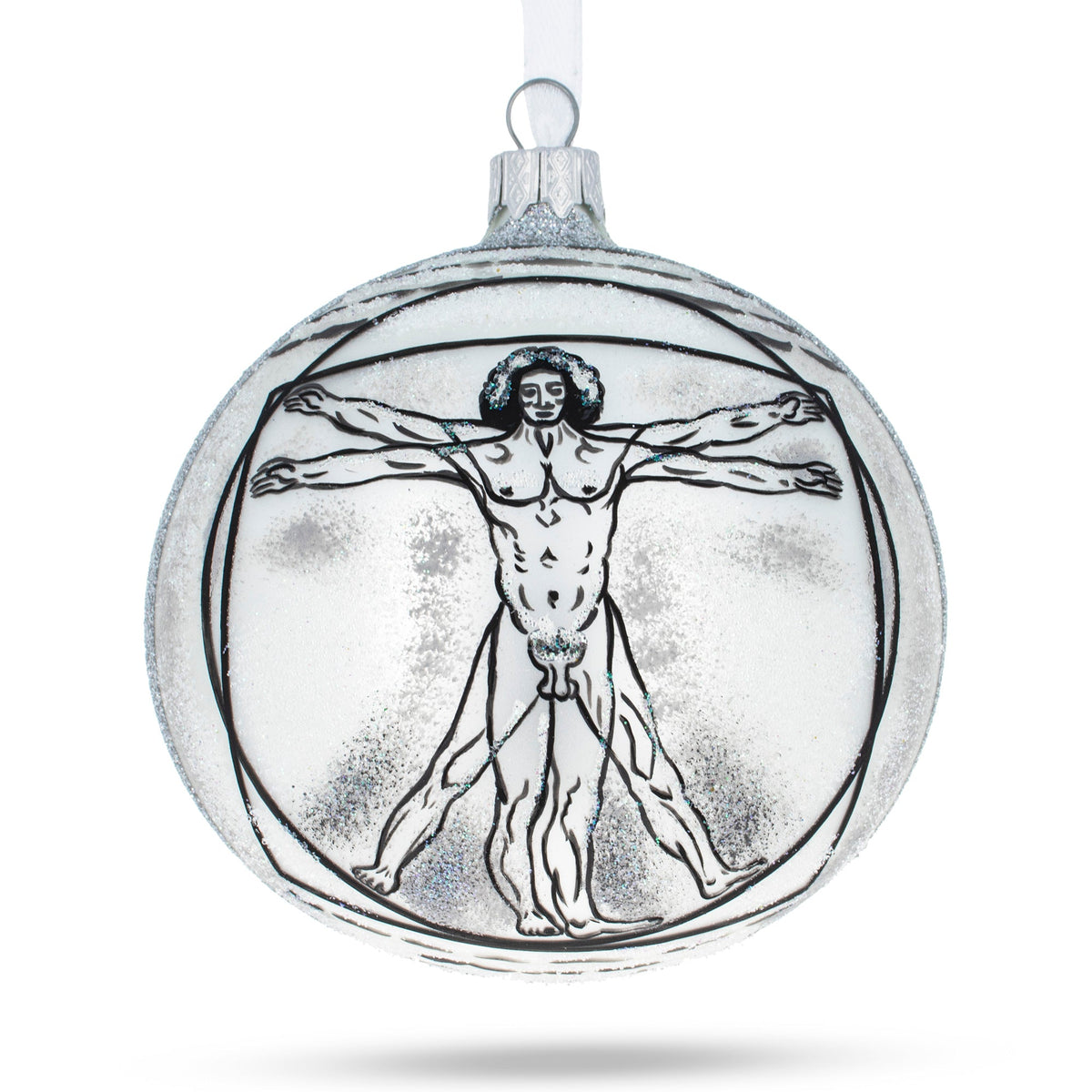1487 Leonardo da Vinci's 'The Vitruvian Man' Glass Ball Christmas Ornament 4 Inches