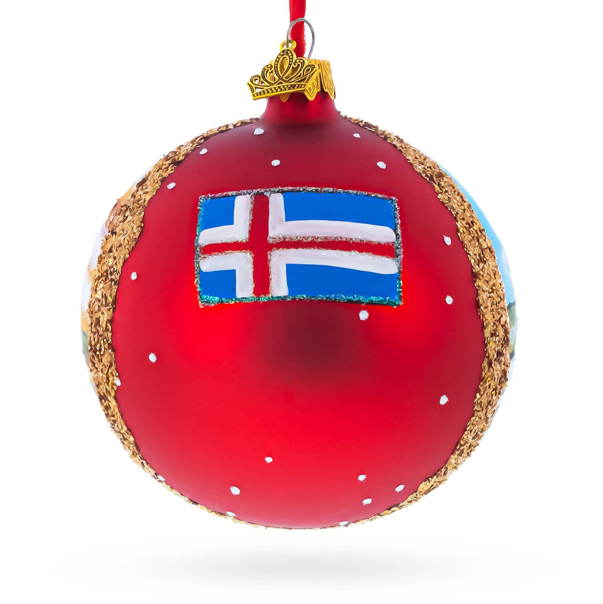Kirkjufell Mountain, Iceland Glass Ball Christmas Ornament 4 Inches