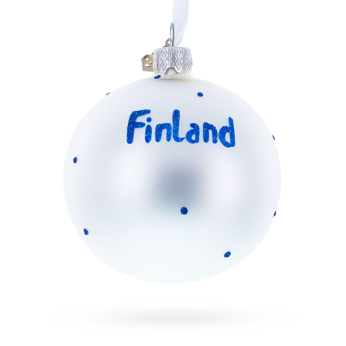 Flag of Finland Glass Ball Christmas Ornament 3.25 Inches