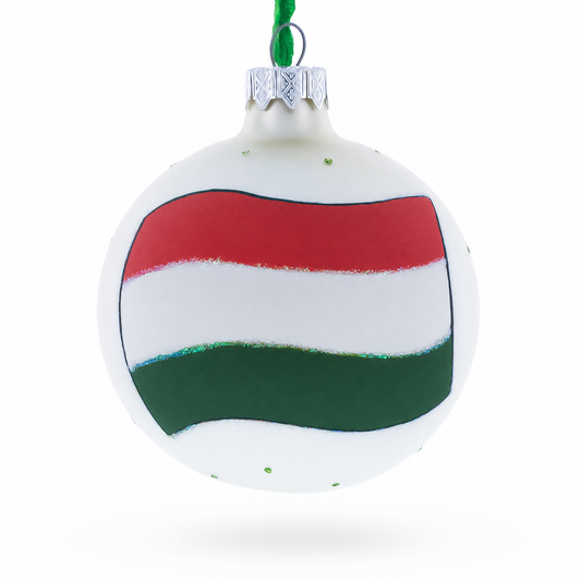 Flag of Hungary Glass Ball Christmas Ornament 3.25 Inches