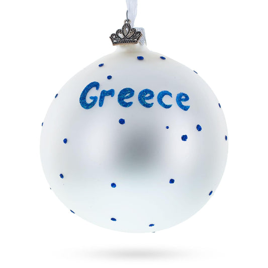 a white and blue christmas ornament
