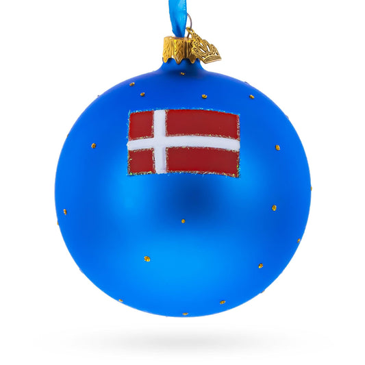 a blue ball with a flag painted on it