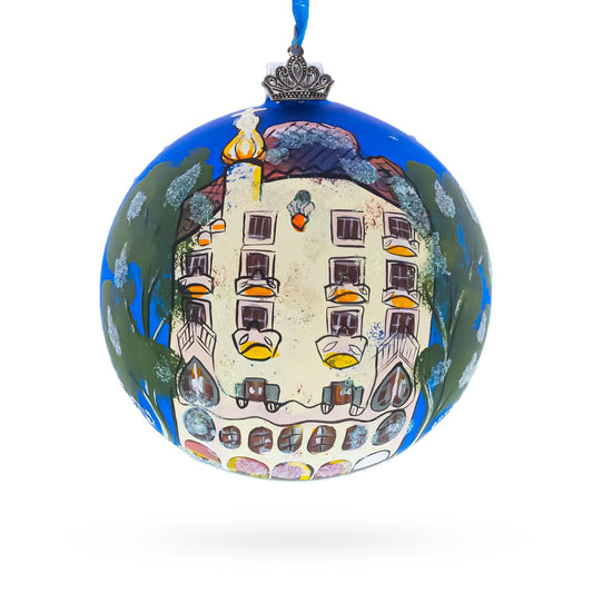 a blue ball with a painting on it
