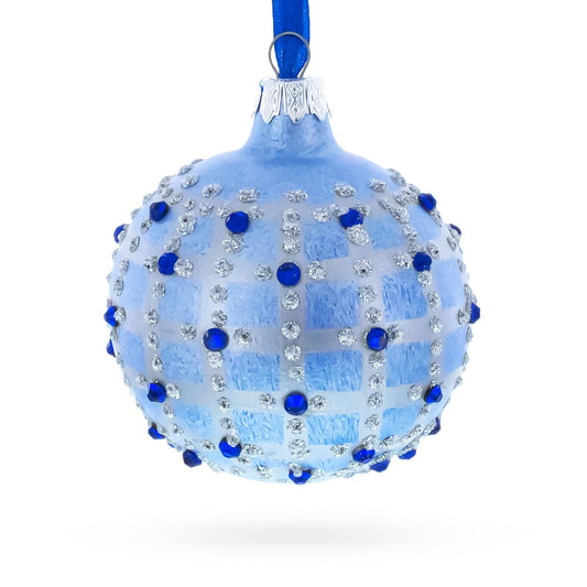 a blue and silver ornament