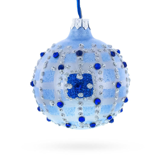 a blue and silver ornament