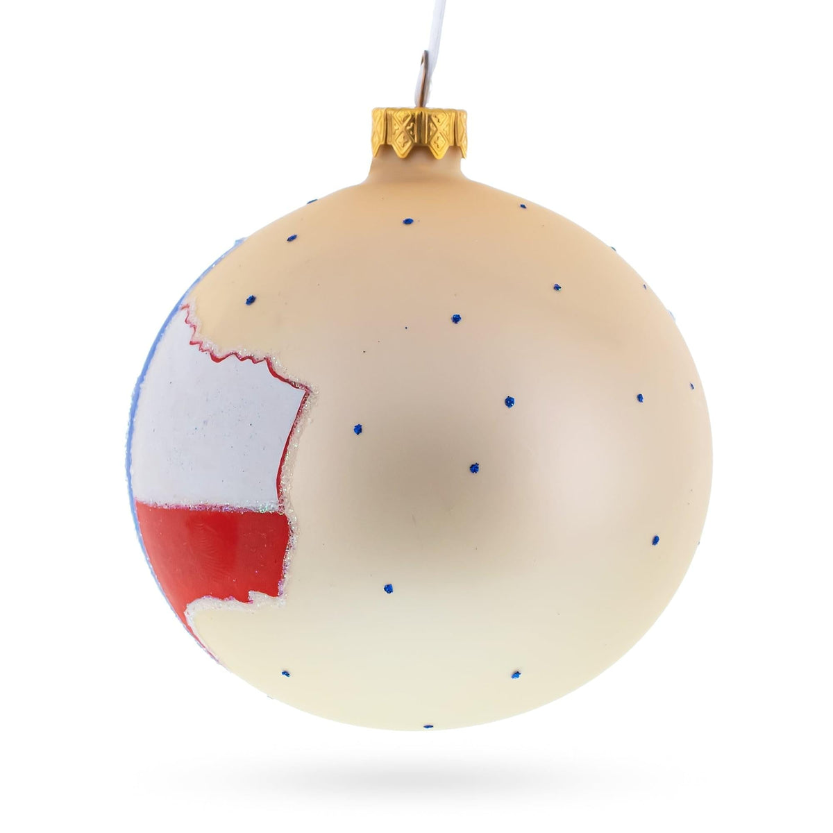 a white and red christmas ornament