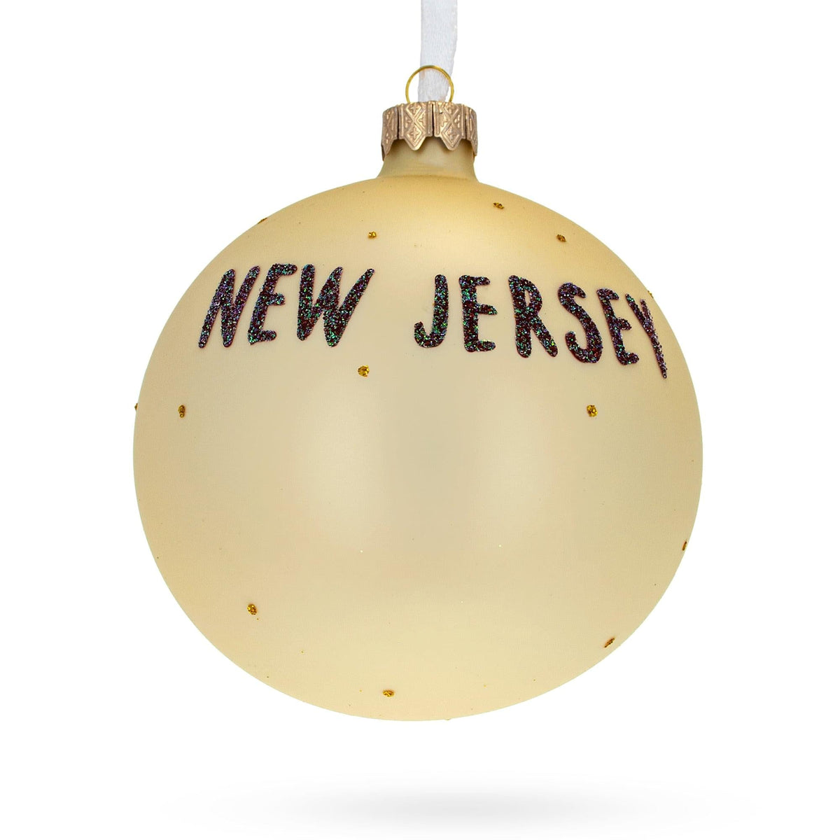 New Jersey State, USA Glass Ball Christmas Ornament 4 Inches
