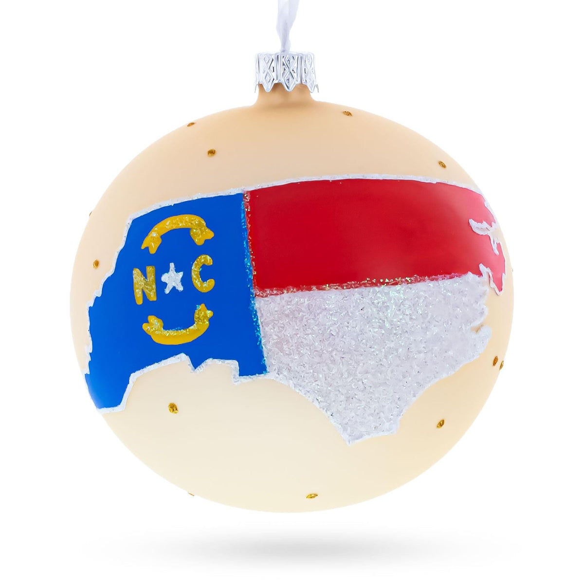 a christmas ornament with a flag painted on it