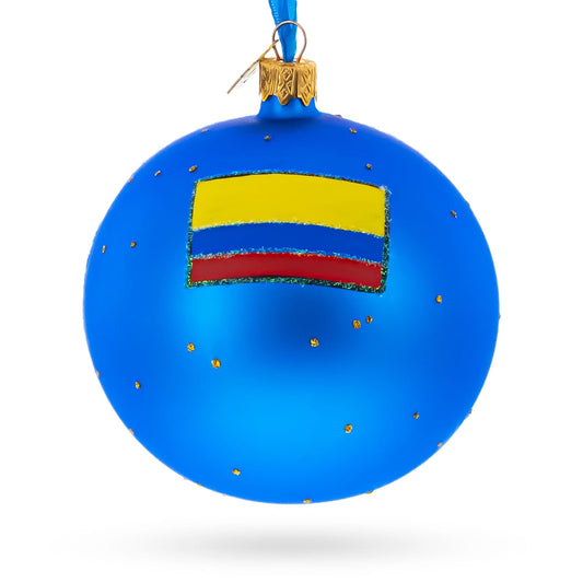 a blue ball with a flag painted on it