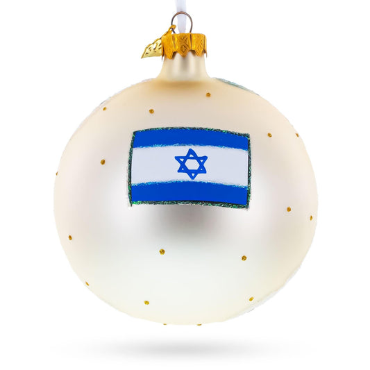 a white and blue christmas ornament