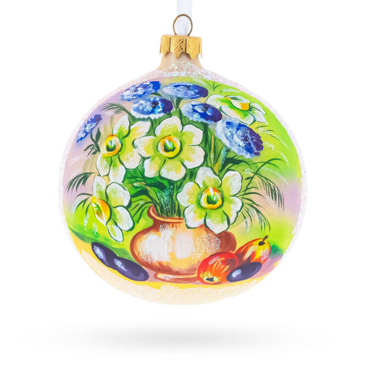 a colorful ornament with flowers painted on it