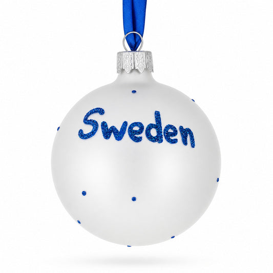 Flag of Sweden Glass Ball Christmas Ornament 3.25 Inches