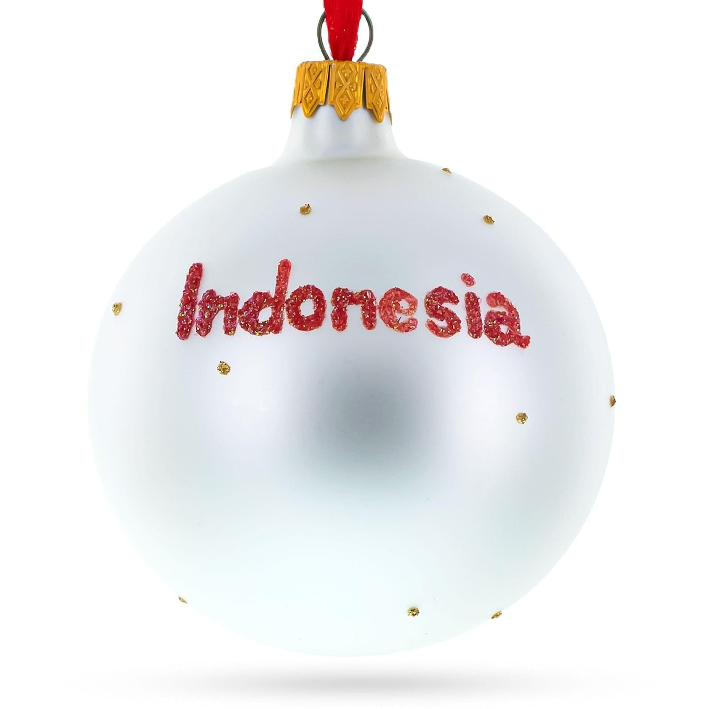 Flag of Indonesia Glass Ball Christmas Ornament 3.25 Inches