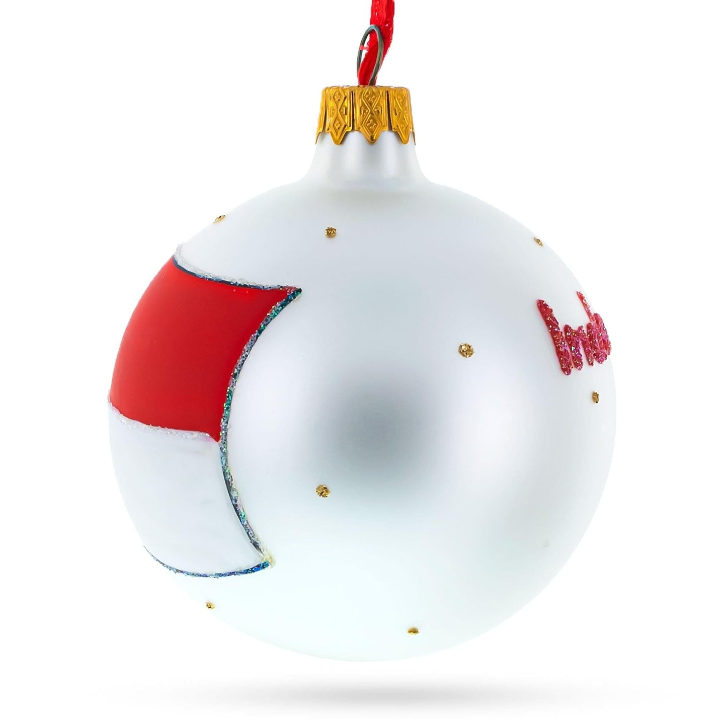 Flag of Indonesia Glass Ball Christmas Ornament 3.25 Inches