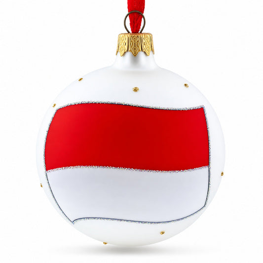 Flag of Indonesia Glass Ball Christmas Ornament 3.25 Inches