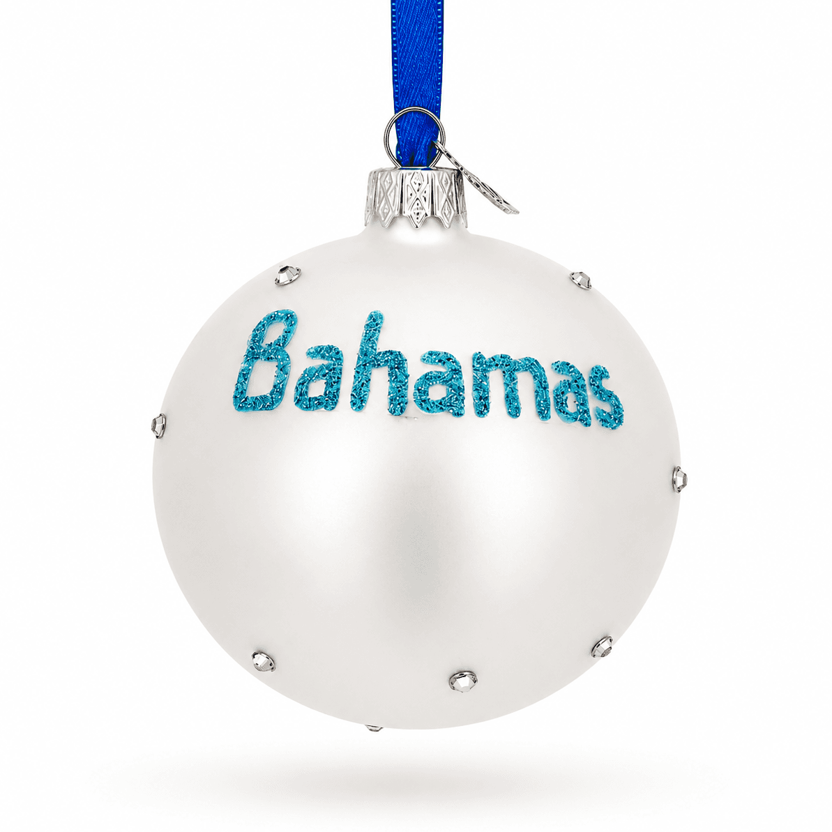 Flag of Bahamas Glass Ball Christmas Ornament 3.25 Inches